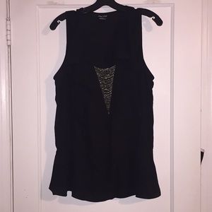 City Chic Beaded Ruffle Top Size S (16)